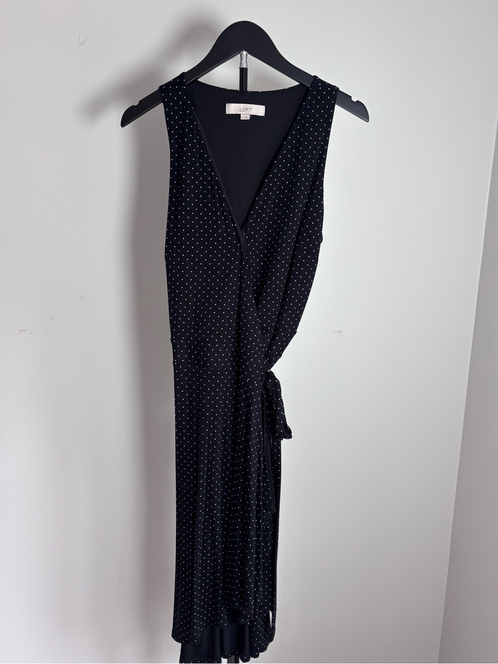 LOFT Black Wrap Dress Polka Dot | M | Contemporary | Casual